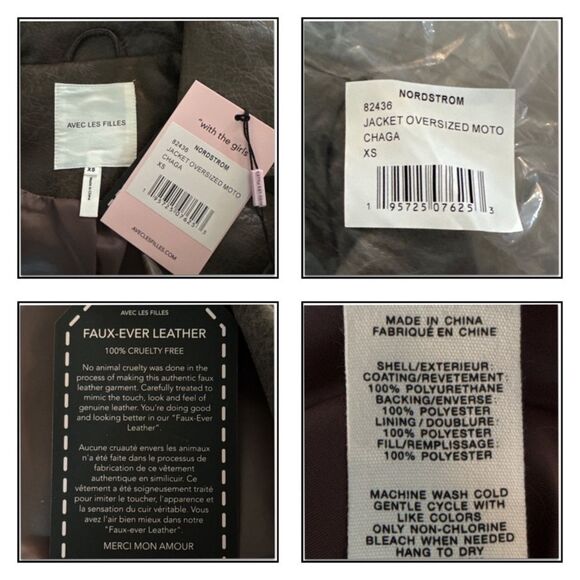 NWT Avec Les Filles Faux Leather Quilted Moto Biker Jacket - Picture 13 of 16